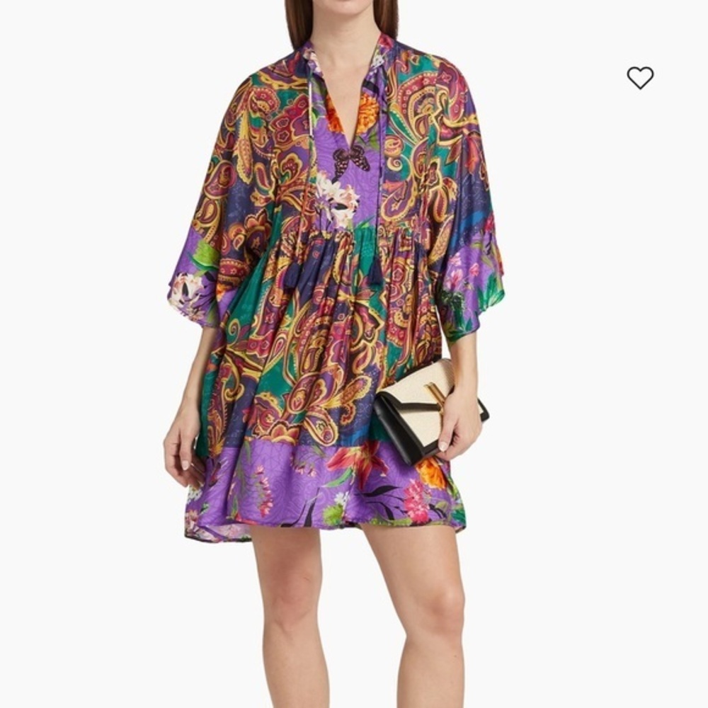Johnny Was Printed Satin Minidress NWT Sz M